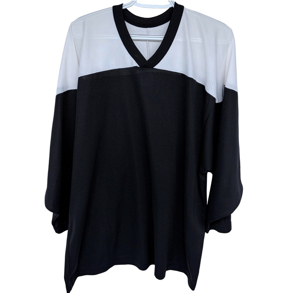 CCM Hockey Jersey Large Mens #14 Blank Black & White Colorblock Sportswear
